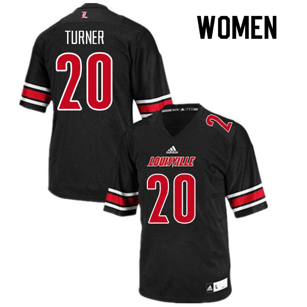 Women #20 Maurice Turner Louisville Cardinals College Football Jerseys Sale-Black - Click Image to Close